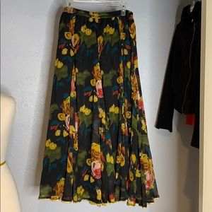 Soft Surroundings Black Floral Maxi Skirt